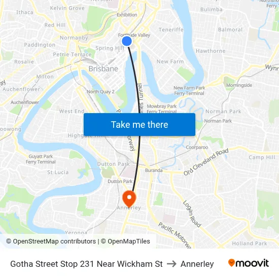 Gotha Street Stop 231 Near Wickham St to Annerley map