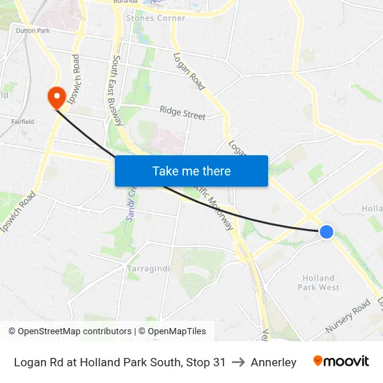 Logan Rd at Holland Park South, Stop 31 to Annerley map