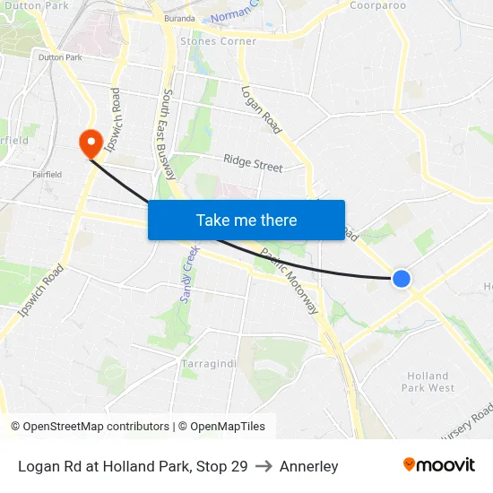 Logan Rd at Holland Park, Stop 29 to Annerley map