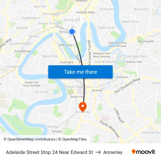 Adelaide Street Stop 24 Near Edward St to Annerley map