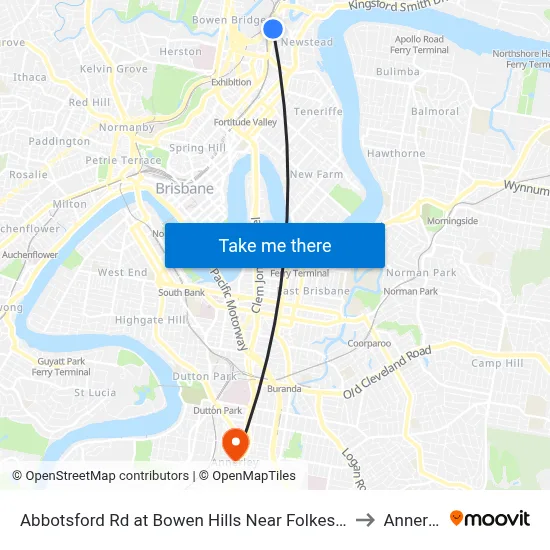 Abbotsford Rd at Bowen Hills Near Folkestone St to Annerley map