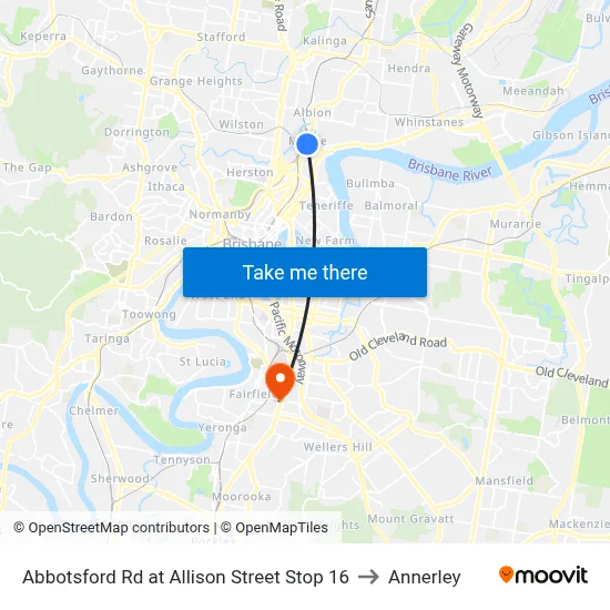Abbotsford Rd at Allison Street Stop 16 to Annerley map