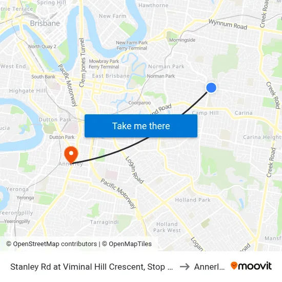 Stanley Rd at Viminal Hill Crescent, Stop 35a to Annerley map