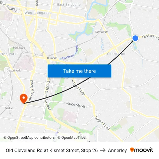 Old Cleveland Rd at Kismet Street, Stop 26 to Annerley map