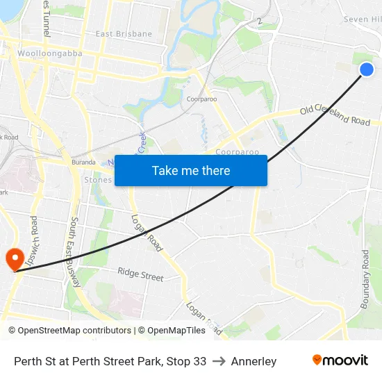 Perth St at Perth Street Park, Stop 33 to Annerley map
