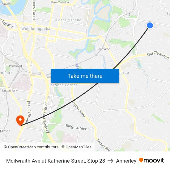 Mcilwraith Ave at Katherine Street, Stop 28 to Annerley map