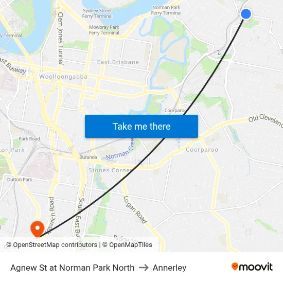 Agnew St at Norman Park North to Annerley map