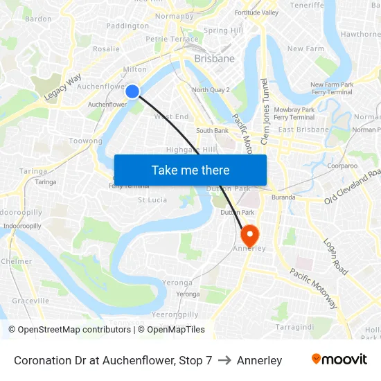 Coronation Dr at Auchenflower, Stop 7 to Annerley map