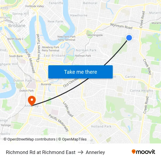 Richmond Rd at Richmond East to Annerley map