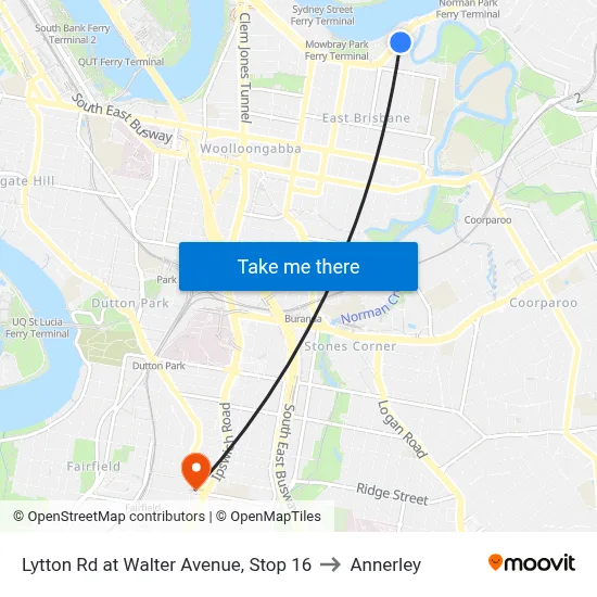 Lytton Rd at Walter Avenue, Stop 16 to Annerley map