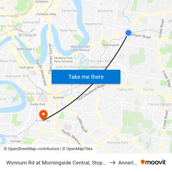 Wynnum Rd at Morningside Central, Stop 30 to Annerley map