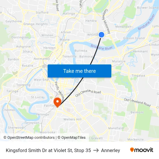 Kingsford Smith Dr at Violet St, Stop 35 to Annerley map