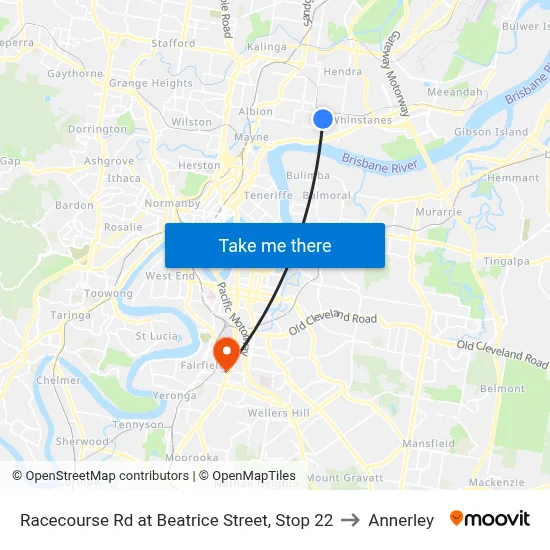 Racecourse Rd at Beatrice Street, Stop 22 to Annerley map