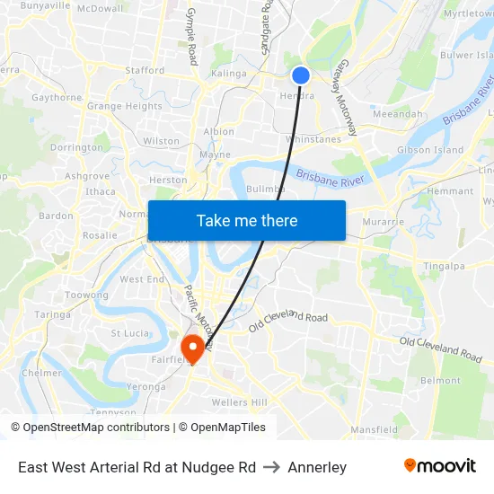 East West Arterial Rd at Nudgee Rd to Annerley map