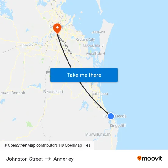 Johnston Street to Annerley map