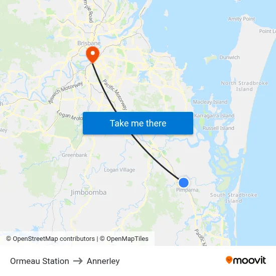 Ormeau Station to Annerley map