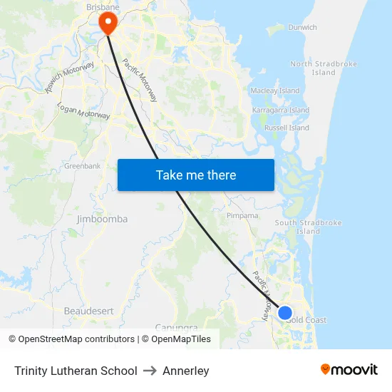Trinity Lutheran School to Annerley map