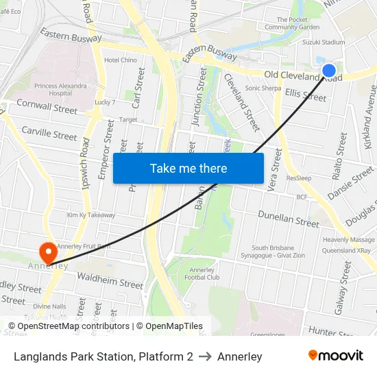 Langlands Park Station, Platform 2 to Annerley map