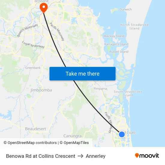 Benowa Rd at Collins Crescent to Annerley map