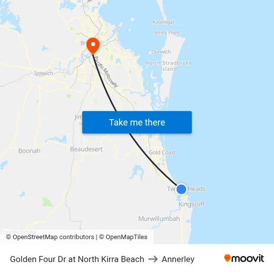 Golden Four Dr at North Kirra Beach to Annerley map