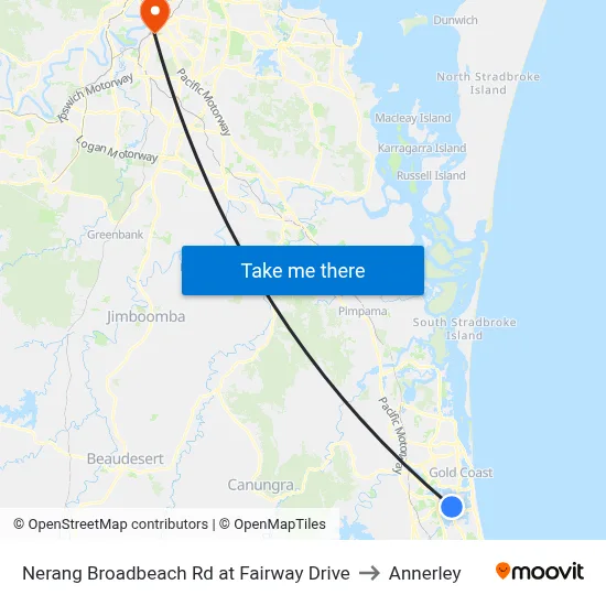 Nerang Broadbeach Rd at Fairway Drive to Annerley map