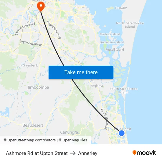 Ashmore Rd at Upton Street to Annerley map