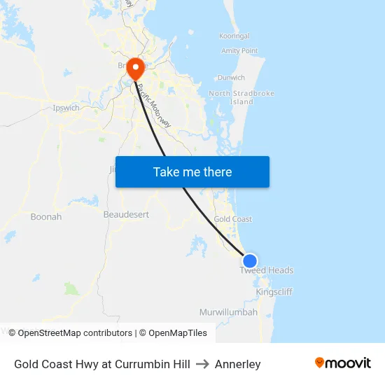 Gold Coast Hwy at Currumbin Hill to Annerley map