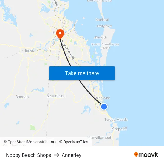 Nobby Beach Shops to Annerley map