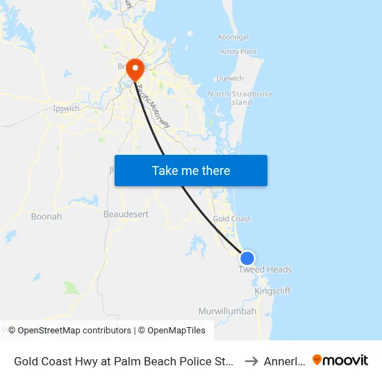 Gold Coast Hwy at Palm Beach Police Station to Annerley map