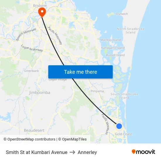 Smith St at Kumbari Avenue to Annerley map