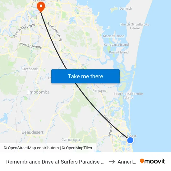 Remembrance Drive at Surfers Paradise Bvd to Annerley map