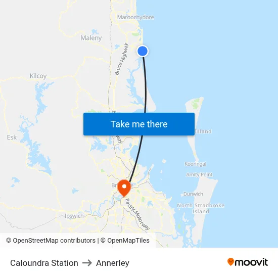 Caloundra Station to Annerley map