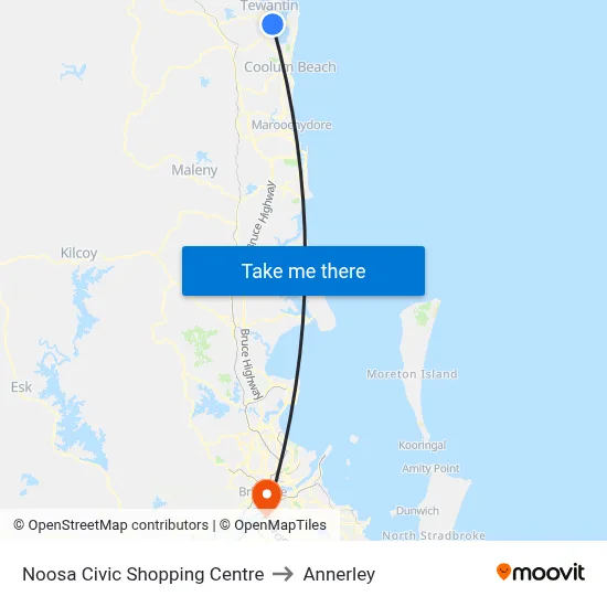 Noosa Civic Shopping Centre to Annerley map