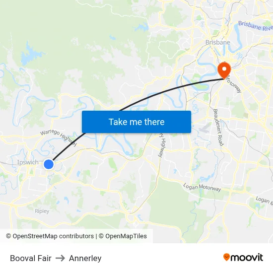 Booval Fair to Annerley map