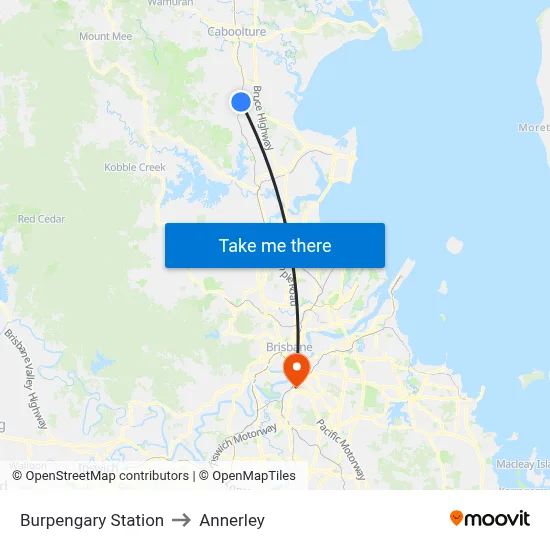 Burpengary Station to Annerley map