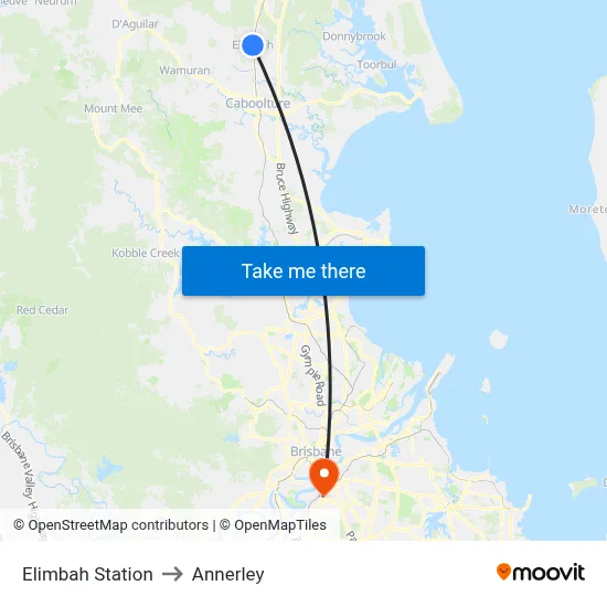 Elimbah Station to Annerley map