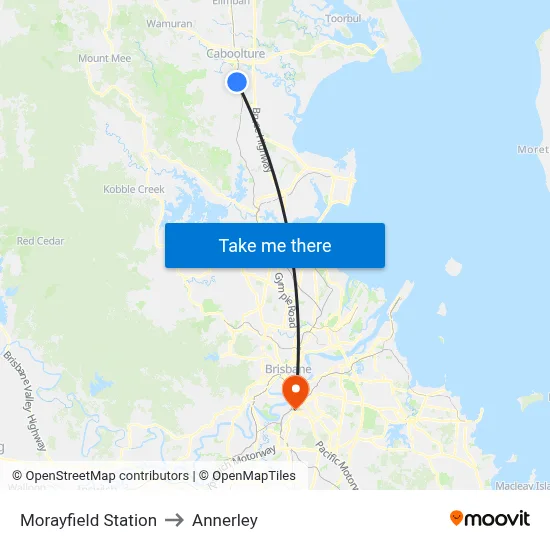 Morayfield Station to Annerley map