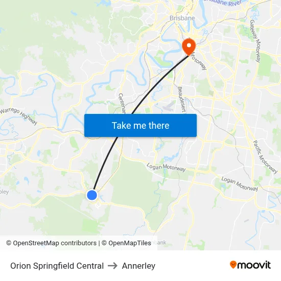 Orion Springfield Central to Annerley map