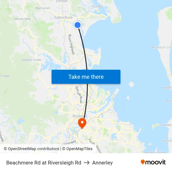 Beachmere Rd at Riversleigh Rd to Annerley map