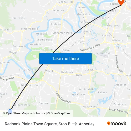 Redbank Plains Town Square, Stop B to Annerley map