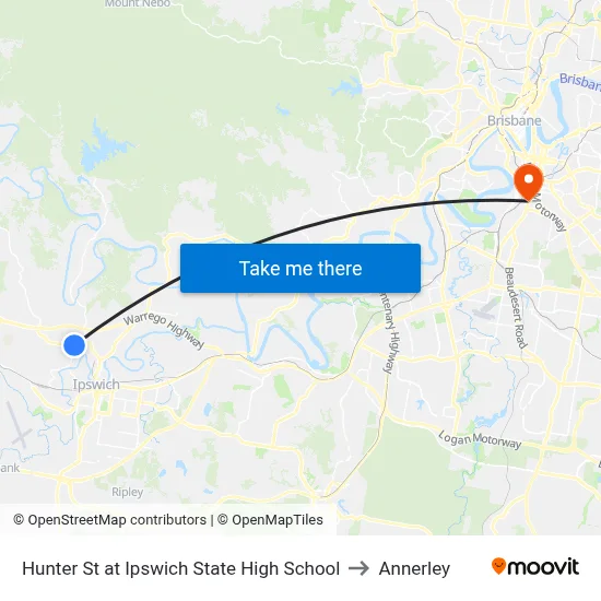 Hunter St at Ipswich State High School to Annerley map