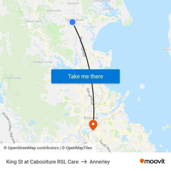 King St at Caboolture RSL Care to Annerley map
