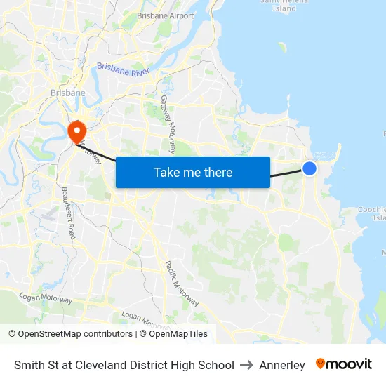 Smith St at Cleveland District High School to Annerley map
