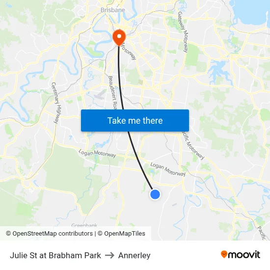 Julie St at Brabham Park to Annerley map