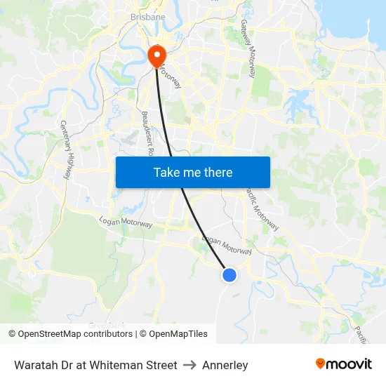 Waratah Dr at Whiteman Street to Annerley map