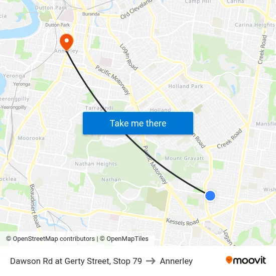 Dawson Rd at Gerty Street, Stop 79 to Annerley map