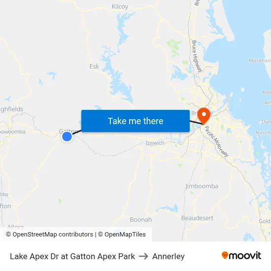 Lake Apex Dr at Gatton Apex Park to Annerley map