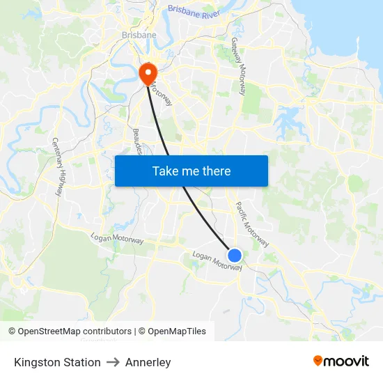 Kingston Station to Annerley map