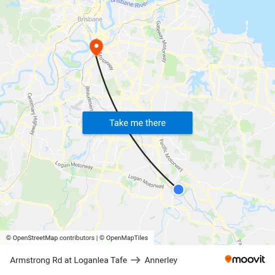 Armstrong Rd at Loganlea Tafe to Annerley map