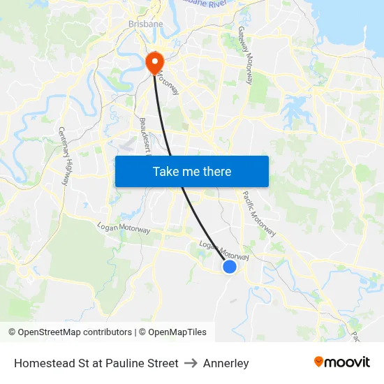 Homestead St at Pauline Street to Annerley map